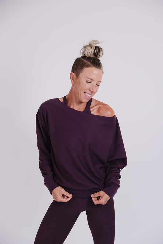 Cold Shoulder Sweatshirt Plum