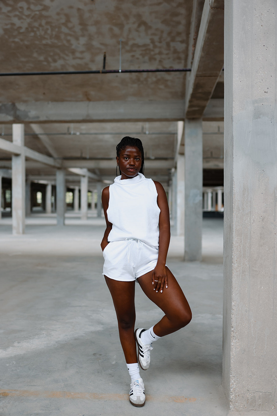 White French Terry Cowl Tank