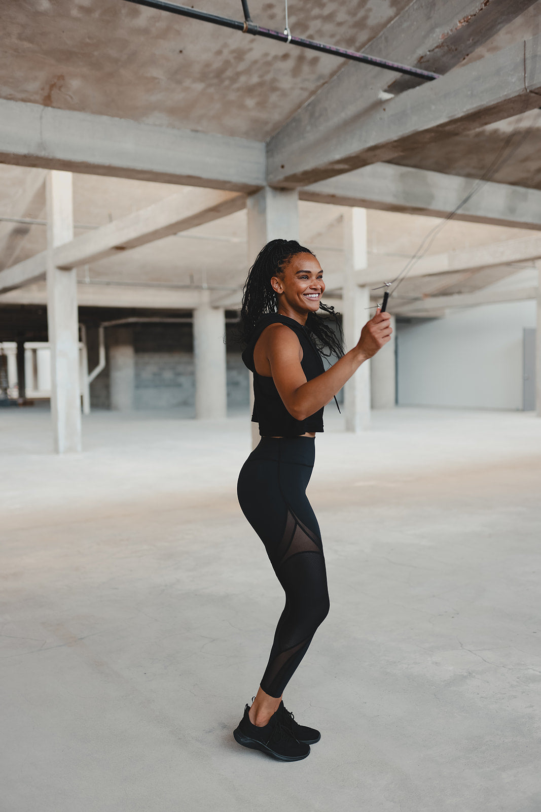 Mesh Hooded Tank Black