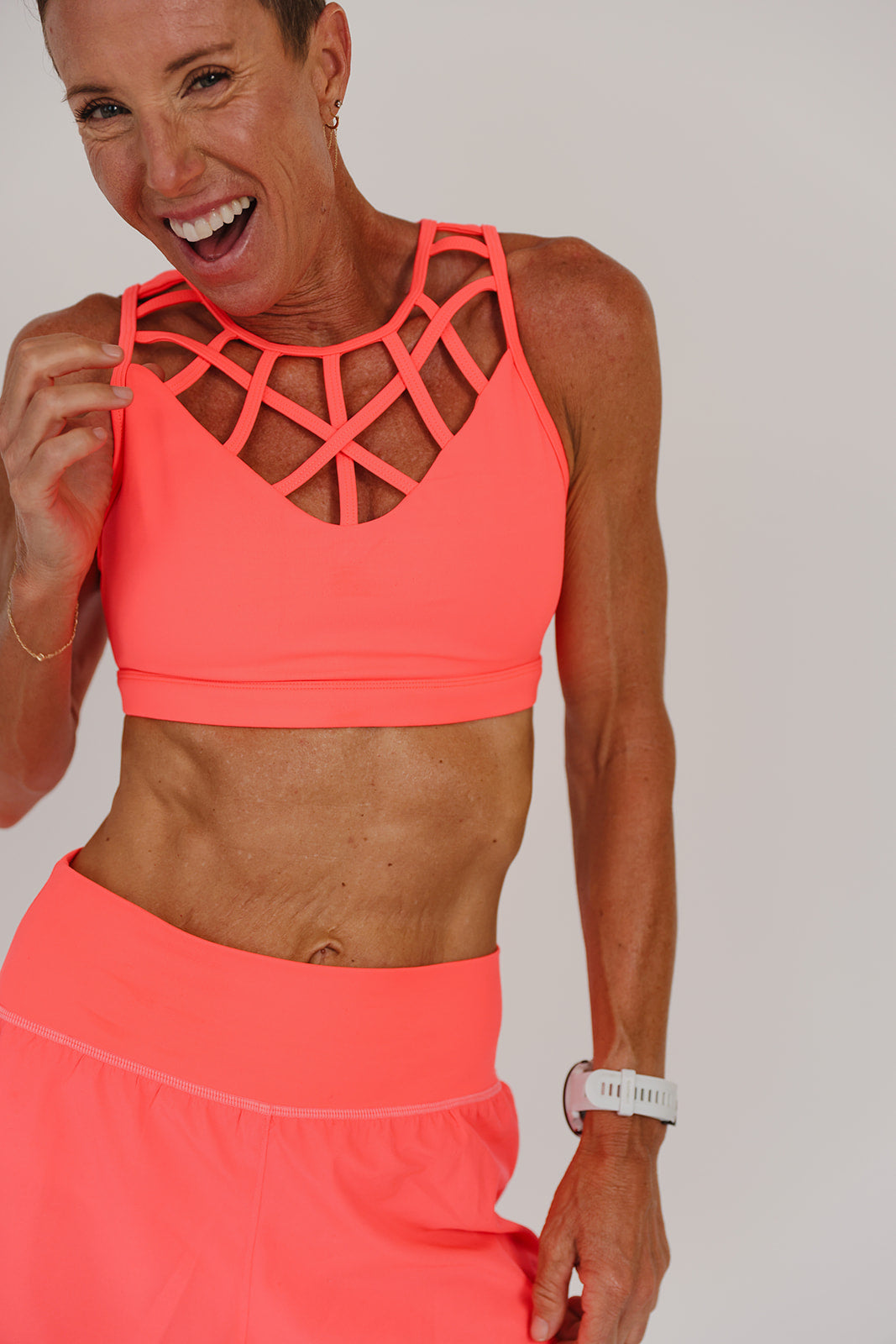 Criss Cross Bra Coral Punch