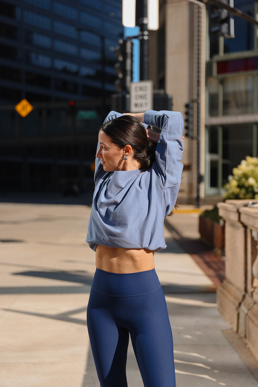 Cold Shoulder Sweatshirt Denim